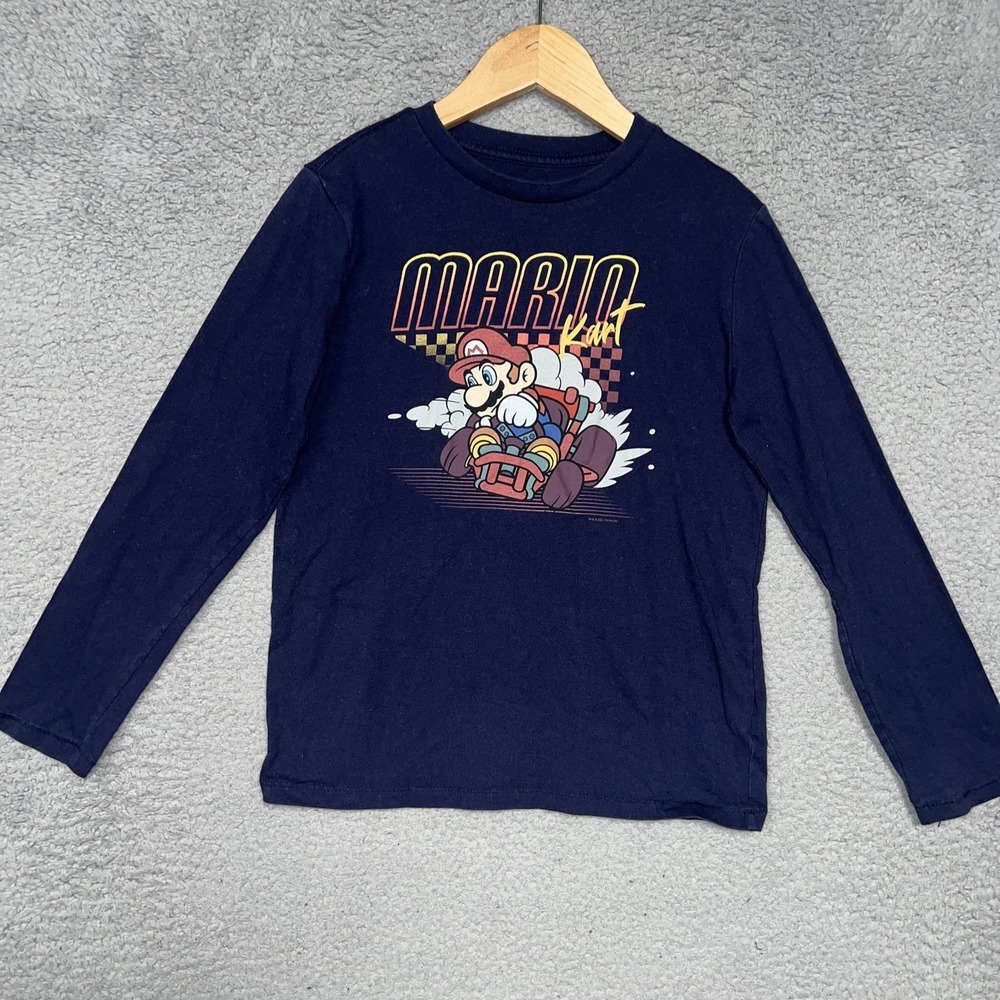 Gap Kids Nintendo Mario Kart Shirt Youth Size M Blue Long Sleeve Pullover